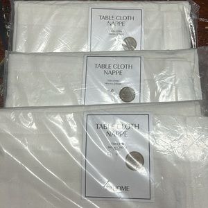 3 55 x 94“ recycled cotton tablecloths in natural muslin color